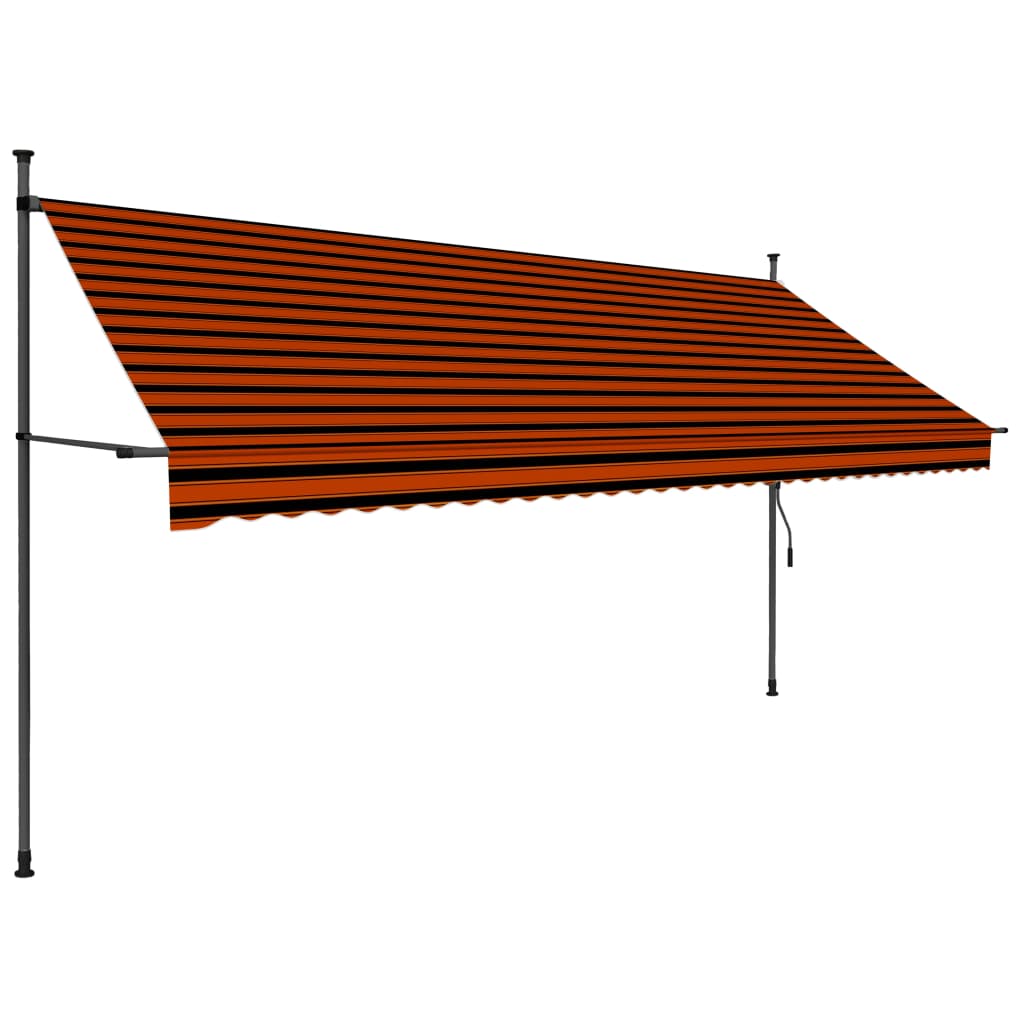 Vidaxl Luifel manually extendable with LED 350 cm orange and brown