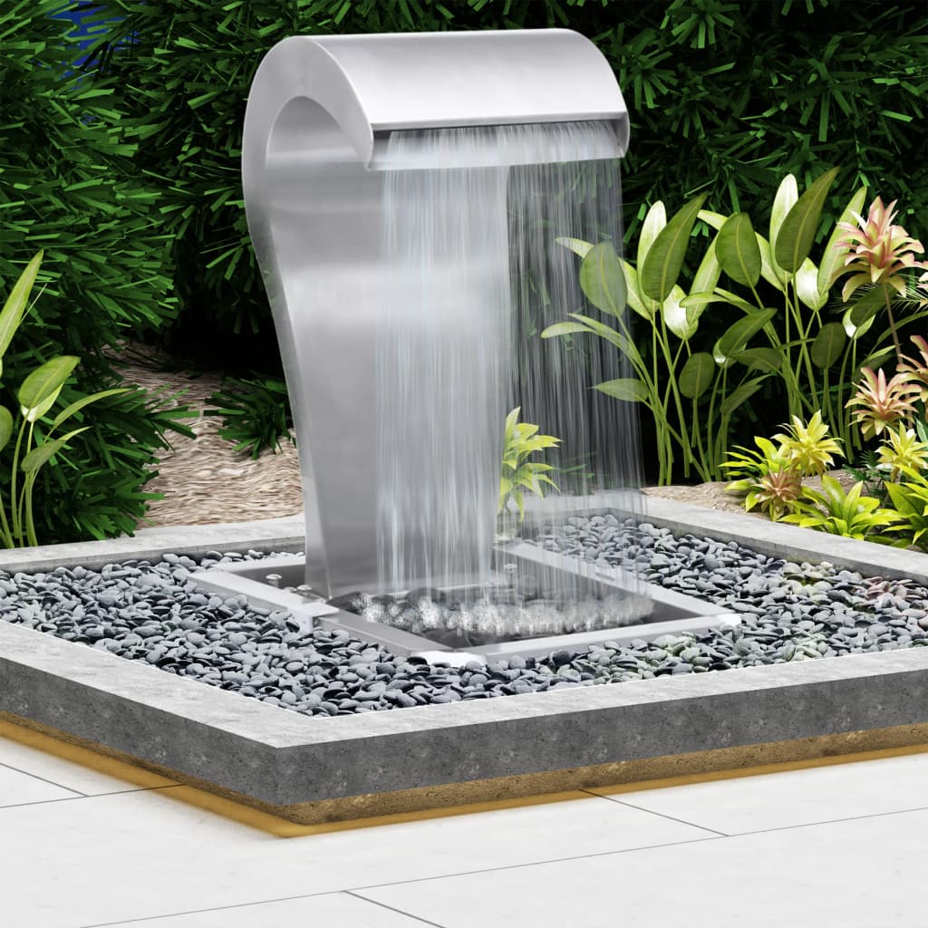 Vidaxl Garden Waterfall 52.4x34.2x82 cm srebrny ze stali nierdzewnej