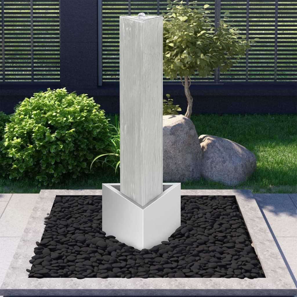 Vidaxl Garden Fountain 37.7x32.6x110 cm Edelstahl Silberfarbe