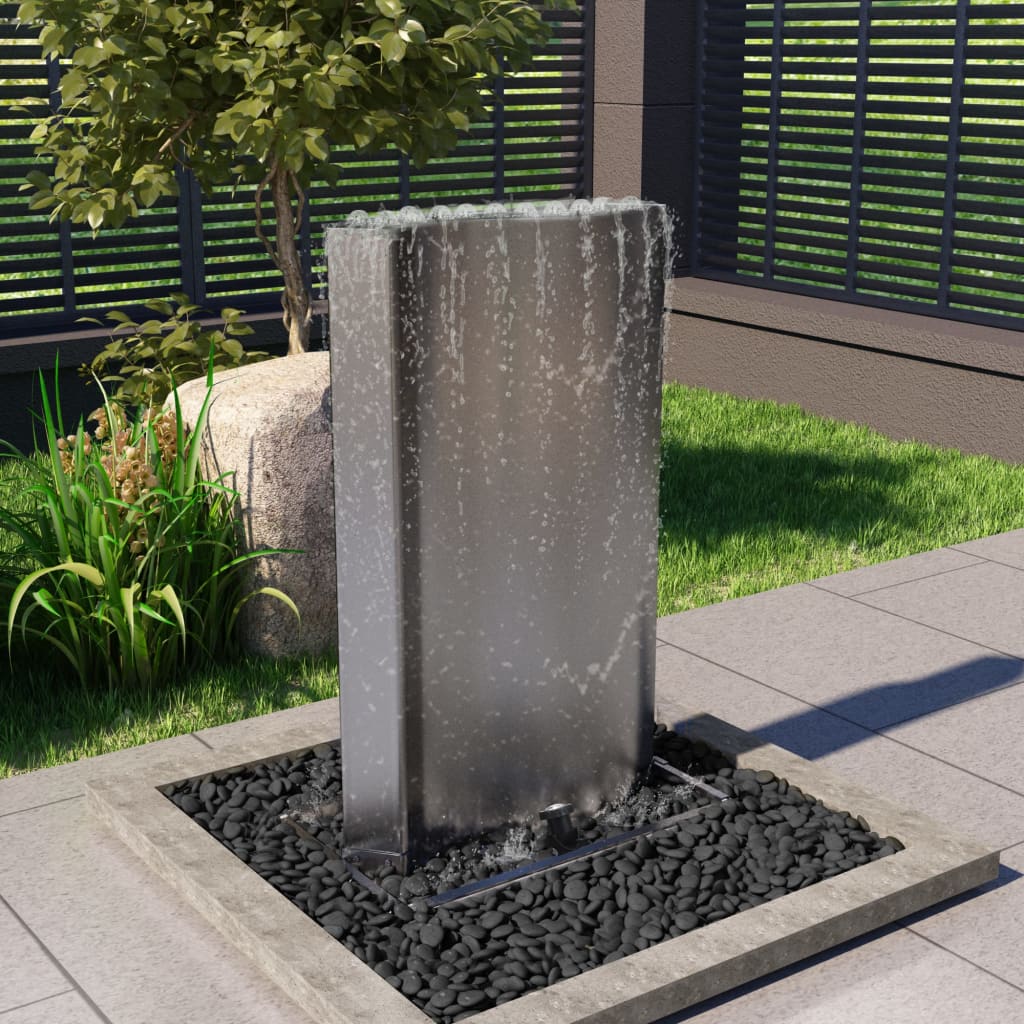 Vidaxl Garden Fontana 60.2x37x122.1 cm Srebrno obarvano iz nerjavečega jekla