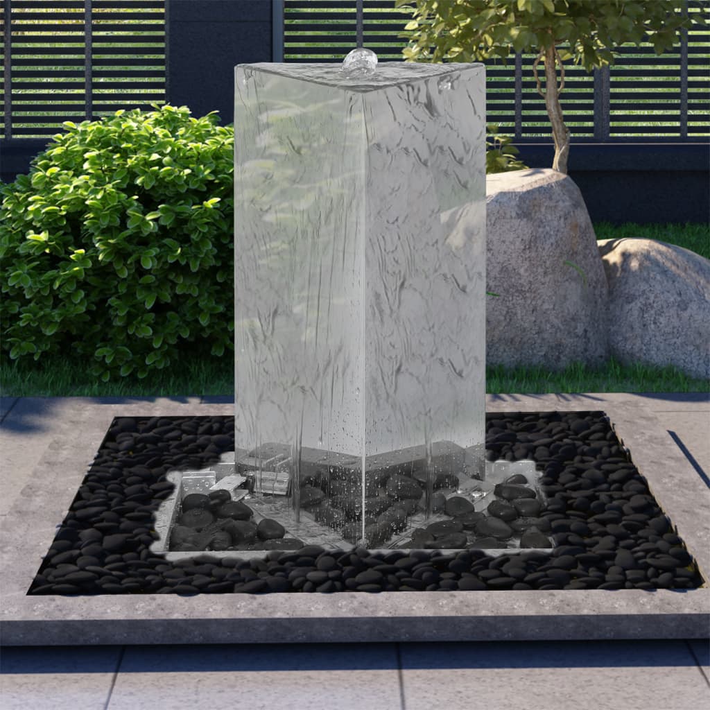 Vidaxl Garden Fountain med pump triangel 76 cm rostfritt stål