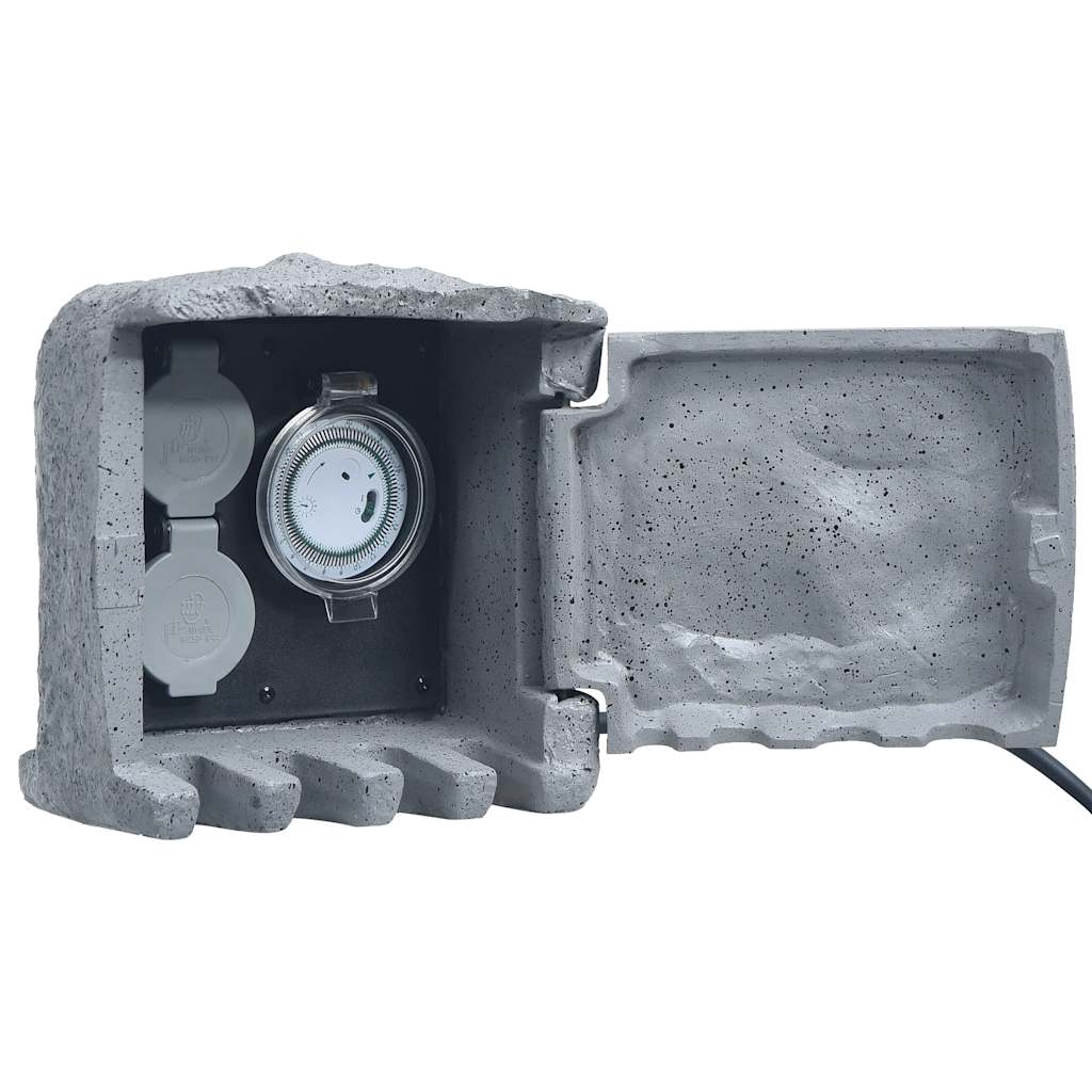 Vidaxl Garden Stop Contacto 2 entradas con Timer Polyresin Gray