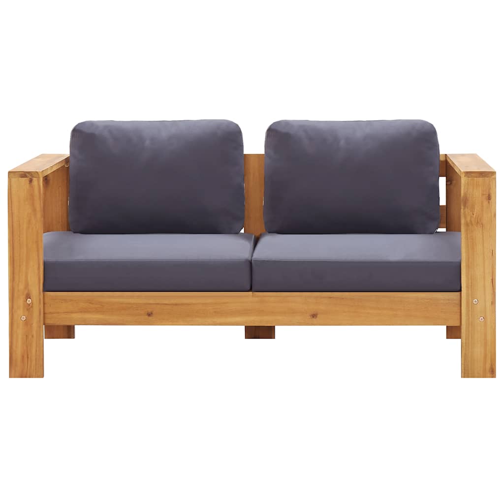 Vidaxl tuinbank met kussens 140 cm massief acaciahout grijs