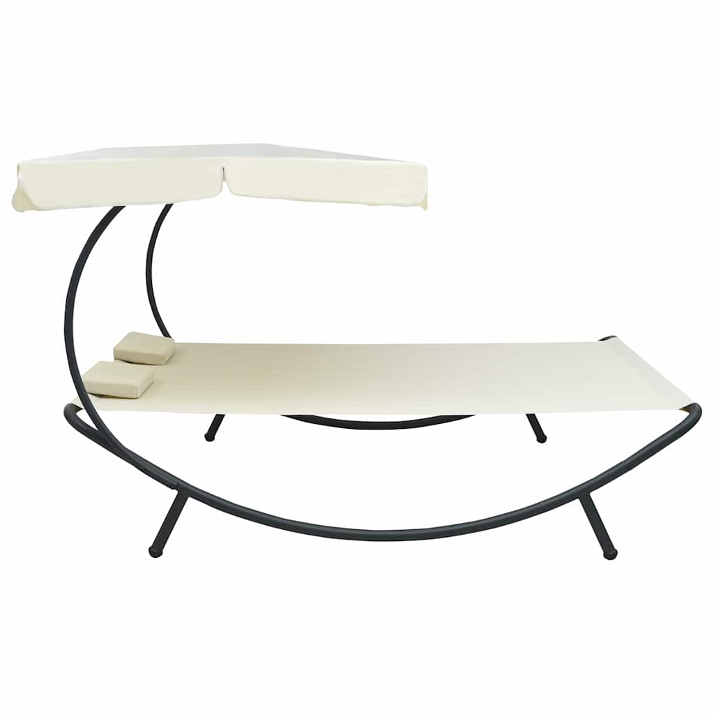 Vidaxl loungebed met luifel en kussens crèmewit