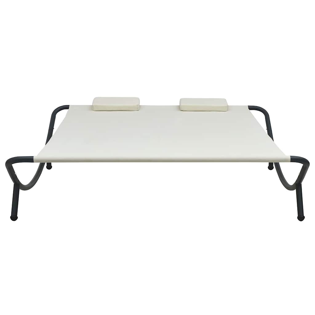Vidaxl loungebed stof crème
