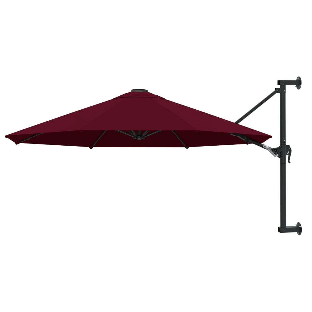 Vidaxl veggparasol med metallstang 300 cm Bordeaux rød