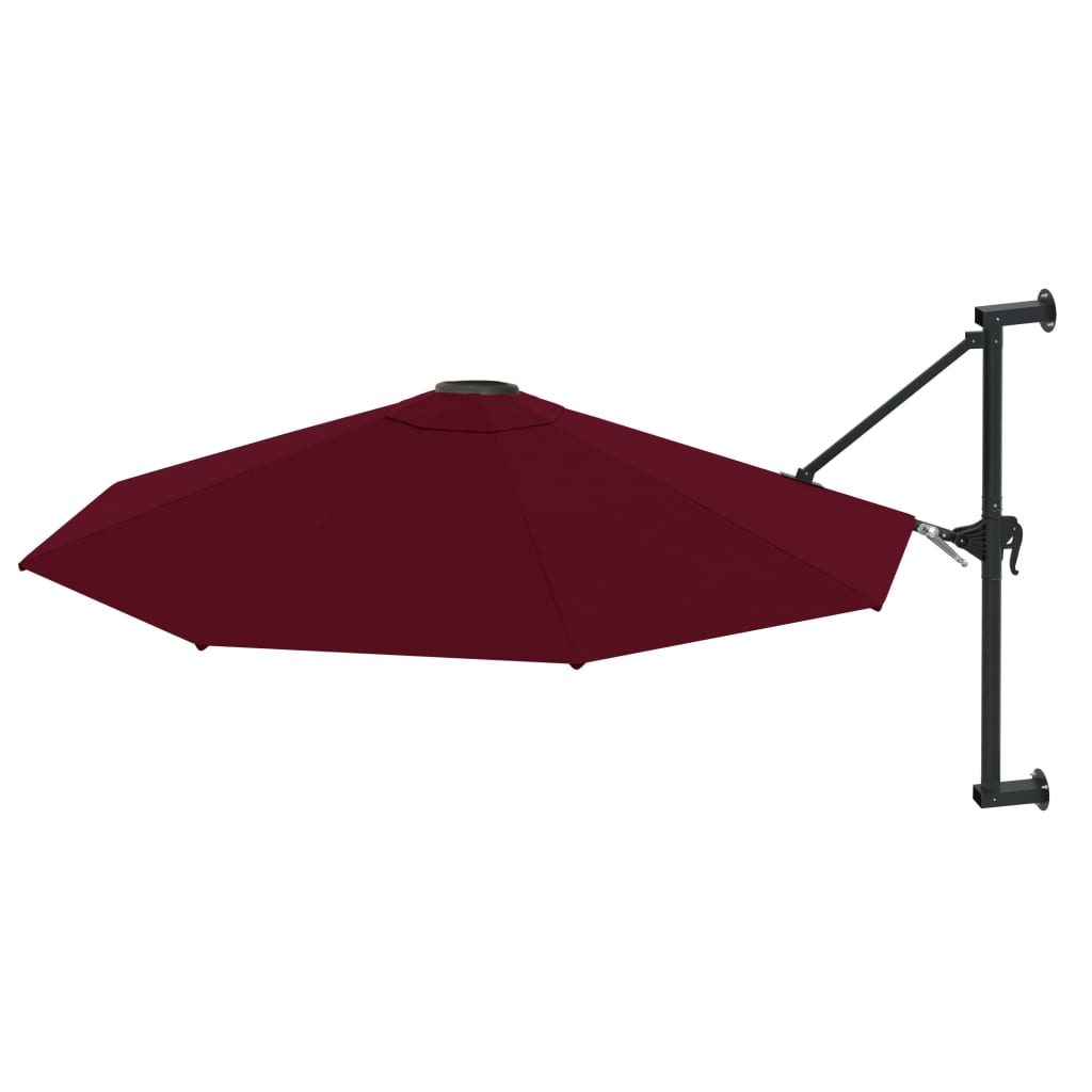 Vidaxl stenski parazol s kovinskim drogom 300 cm Bordeaux Red