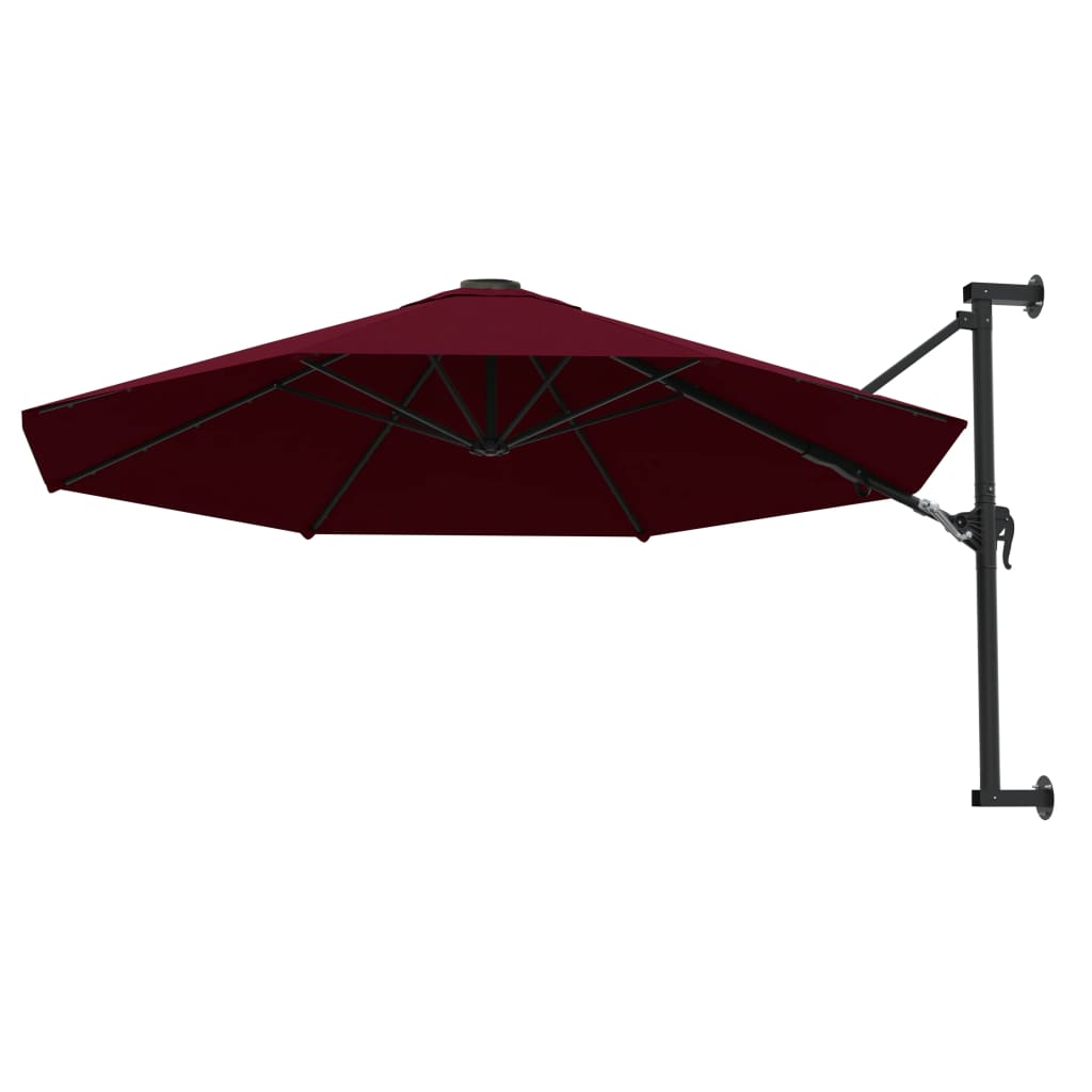 Vidaxl stenski parazol s kovinskim drogom 300 cm Bordeaux Red