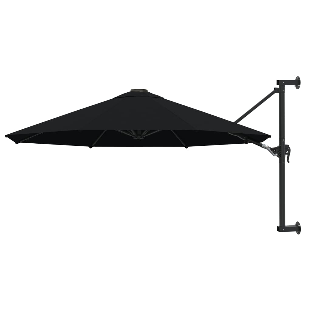 Parasol mural vidaxl avec poteau métallique 300 cm noir