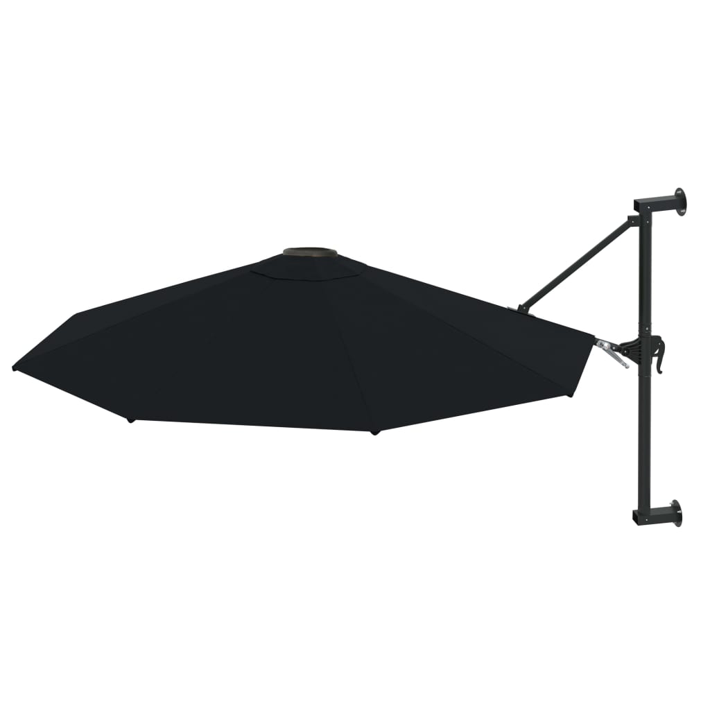 Vidaxl veggparasol med metallstang 300 cm svart