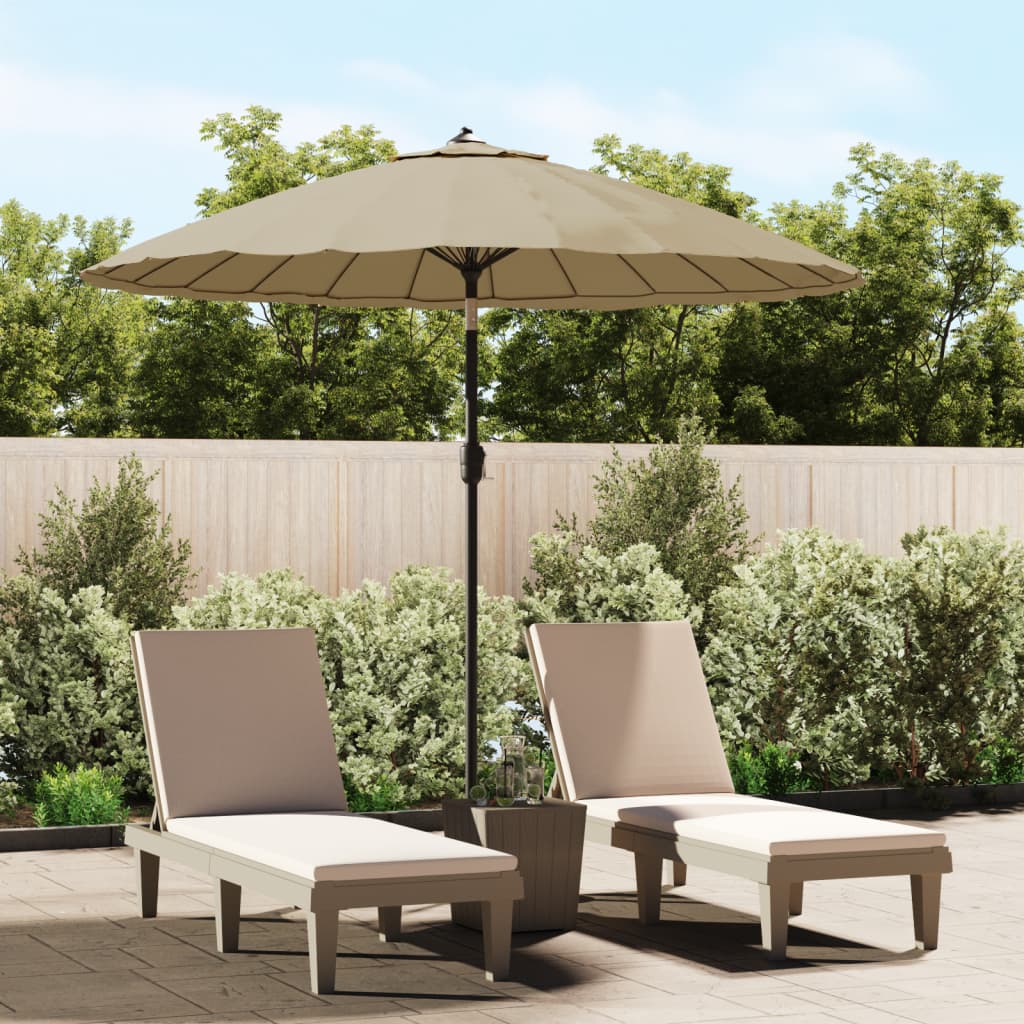 Parasol vidaxl avec poteau en aluminium 270 cm taupe