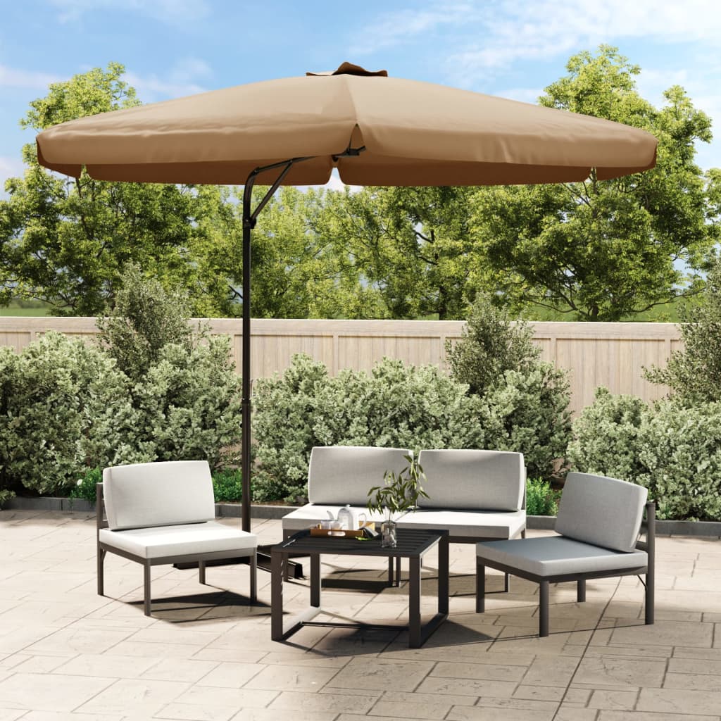 Vidaxl Parasol with steel pole 300 cm Taupe