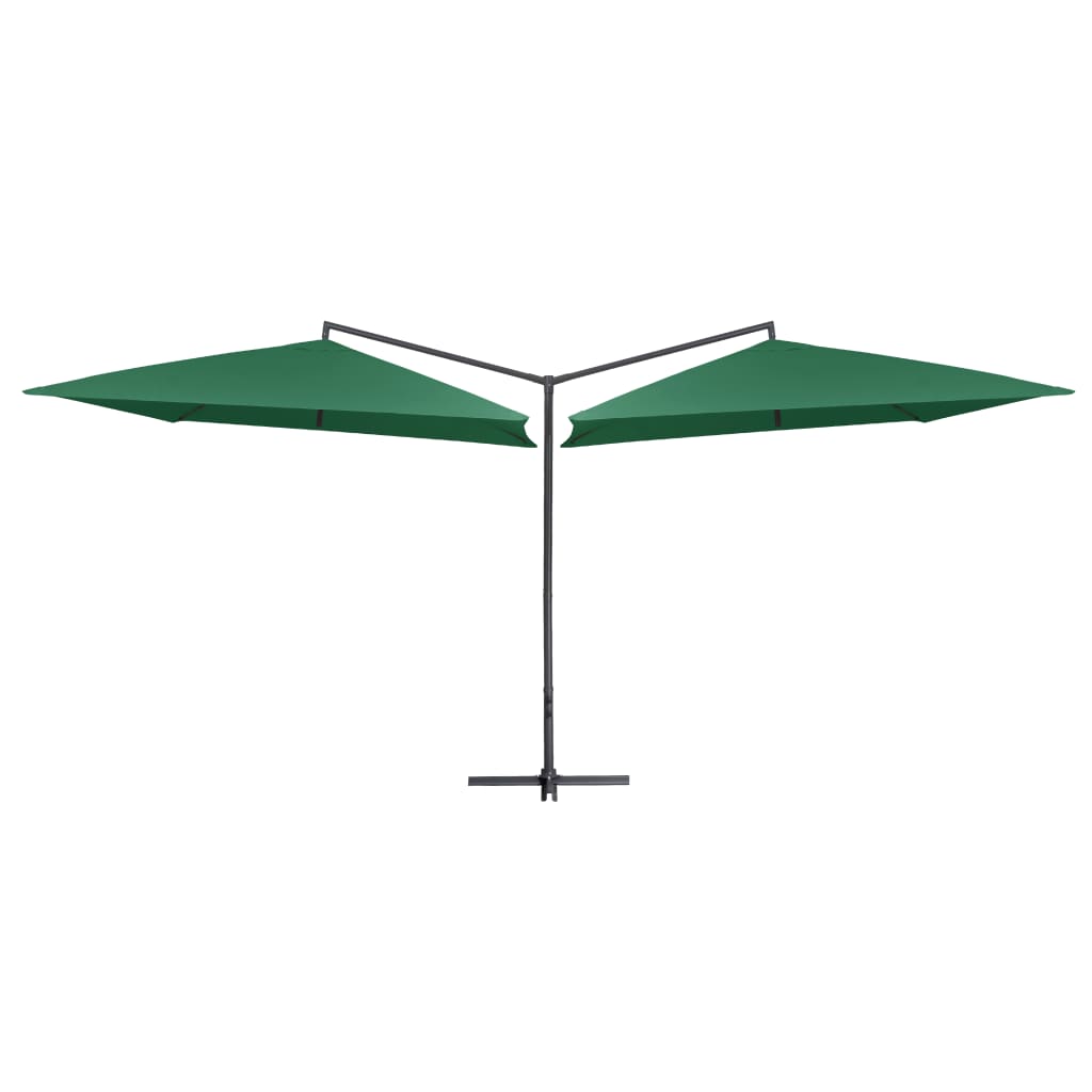 Vidaxl parasol double avec poteau en acier 250x250 cm vert