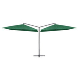 Vidaxl Parasol Double z jeklenim drogom 250x250 cm zelena