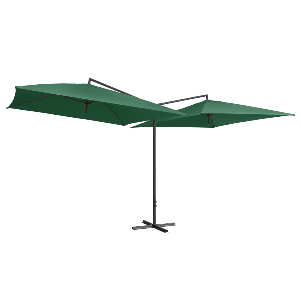 Vidaxl Parasol Double with steel pole 250x250 cm green