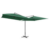 Vidaxl Parasol Double s ocelovým pólem 250x250 cm zelená