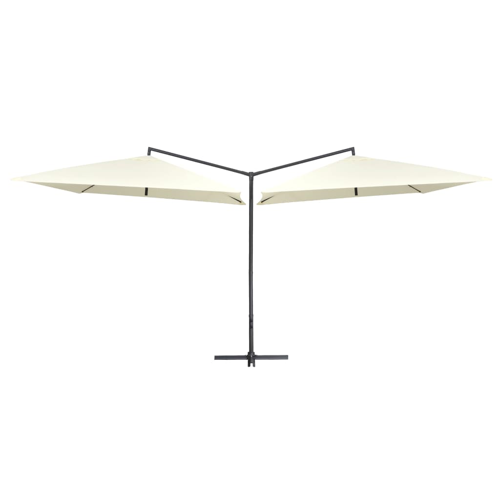 Vidaxl Parasol dobbel med stålstang 250x250 cm sand hvit