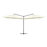 Vidaxl Parasol Double s ocelovým pólem 250x250 cm písek bílý