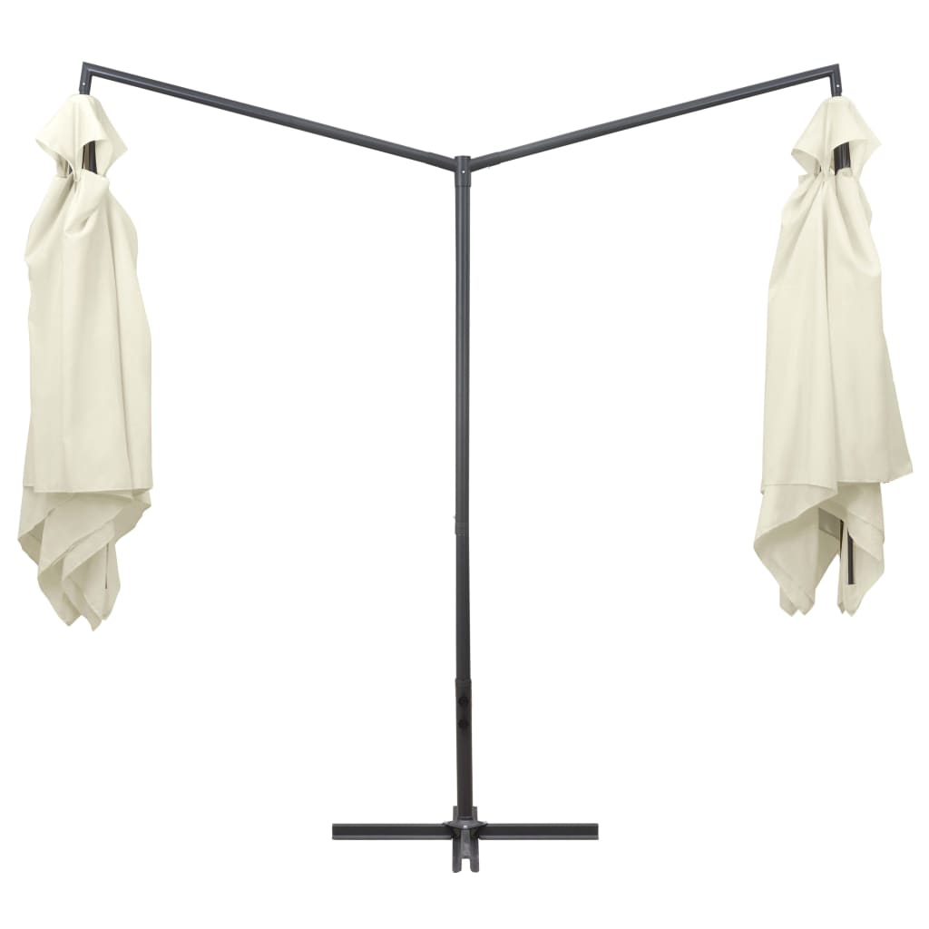 Vidaxl Parasol Double con polo in acciaio 250x250 cm Bianco