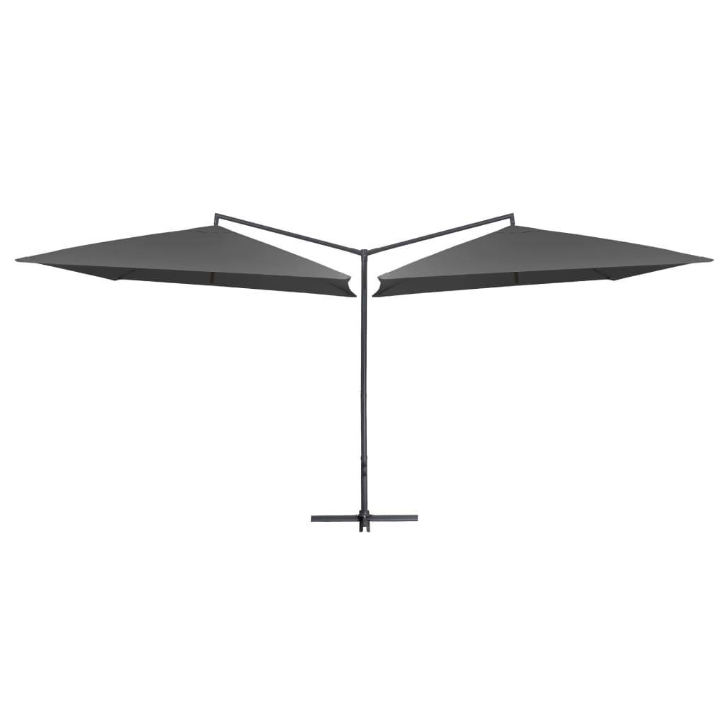 Vidaxl parasol dvojnik z jeklenim drogom 250x250 cm antracit