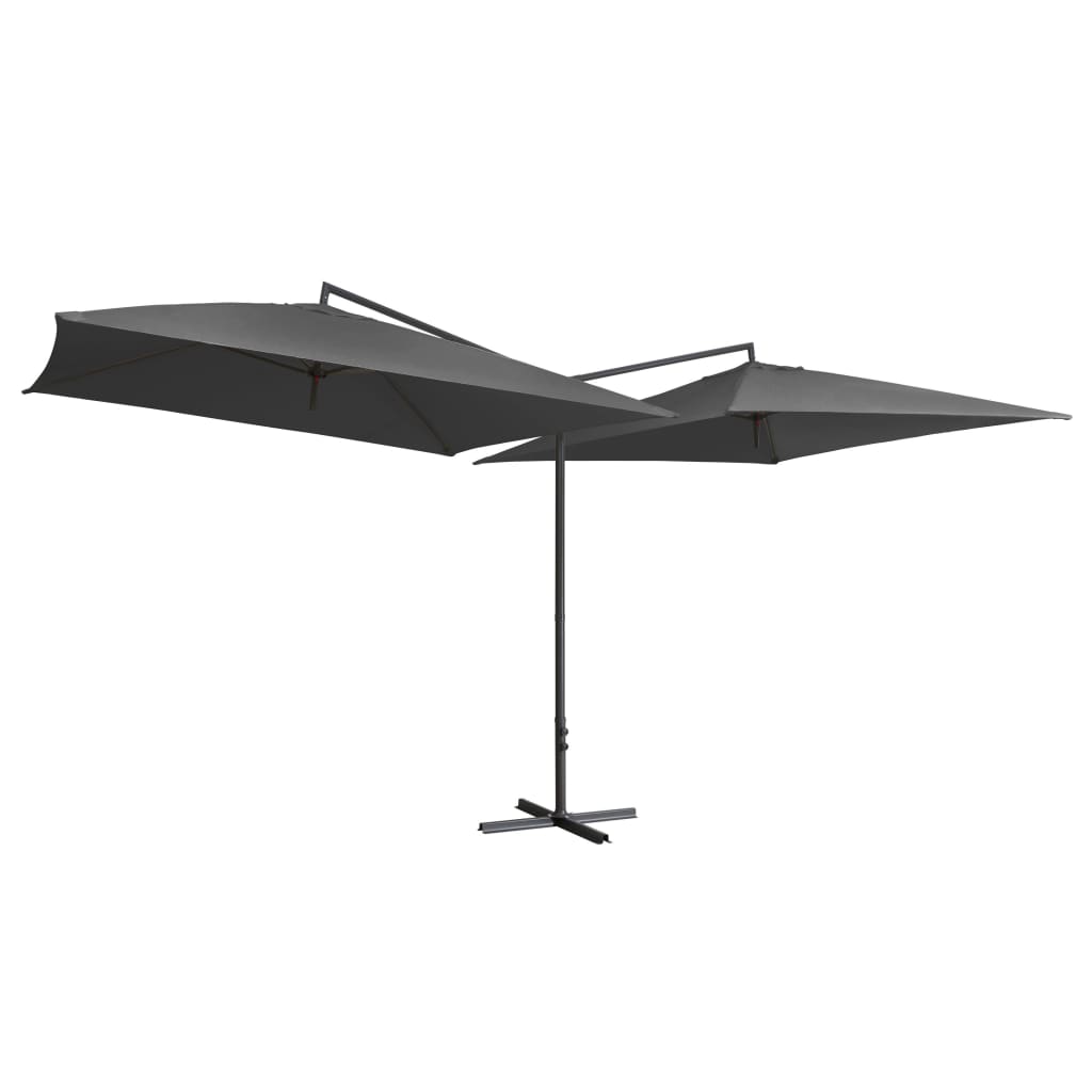 Vidaxl parasol double avec poteau en acier 250x250 cm anthracite