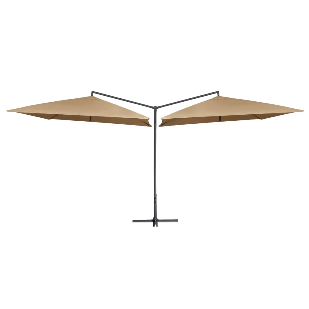 Vidaxl parasol double avec poteau en acier 250x250 cm taupe