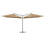 Vidaxl Parasol Double s ocelovým pólem 250x250 cm taupe