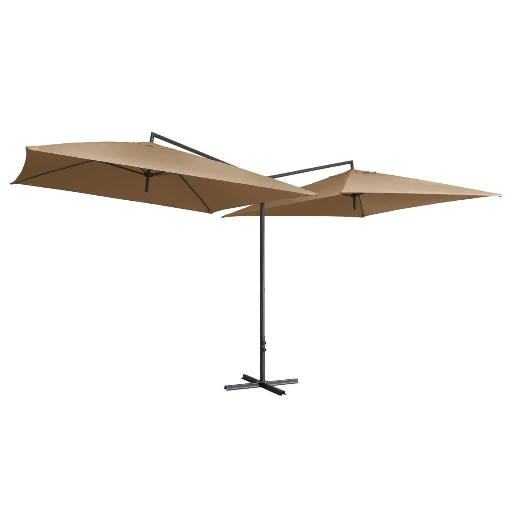 Vidaxl Parasol dobbelt med stålstang 250x250 cm taupe