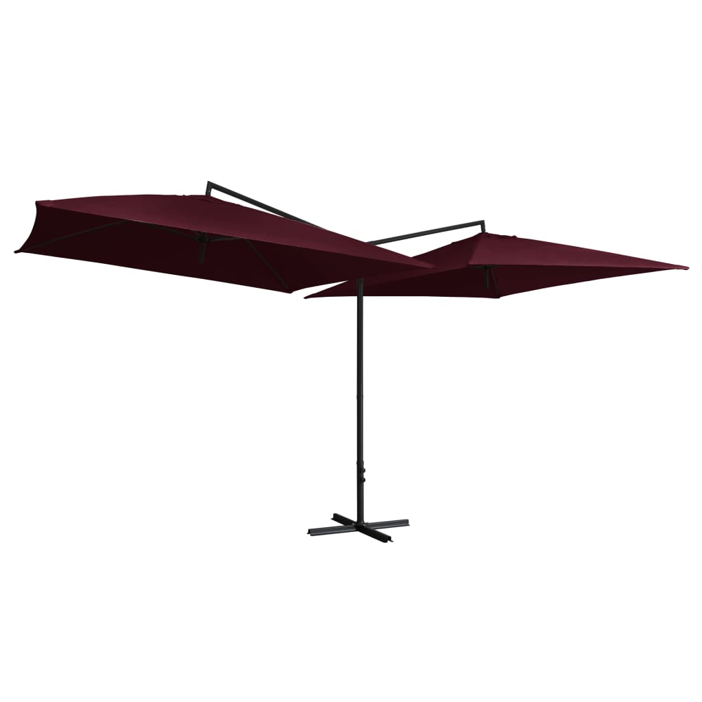 Vidaxl parasol dubbel met stalen paal 250x250 cm bordeauxrood