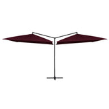 Vidaxl Parasol Double z jeklenim drogom 250x250 cm Bordeaux Red