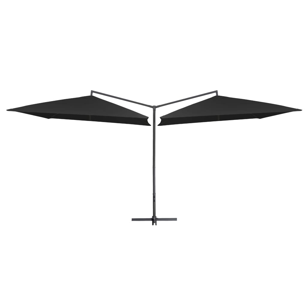 Vidaxl Parasol Double z jeklenim drogom 250x250 cm črna