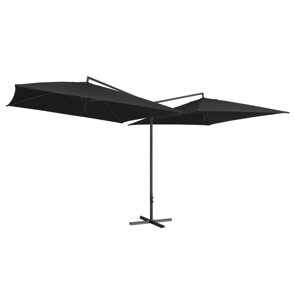 Vidaxl parasol podwójny ze stalowym biegunem 250x250 cm czarny