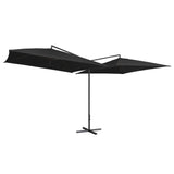 Vidaxl Parasol Double z jeklenim drogom 250x250 cm črna