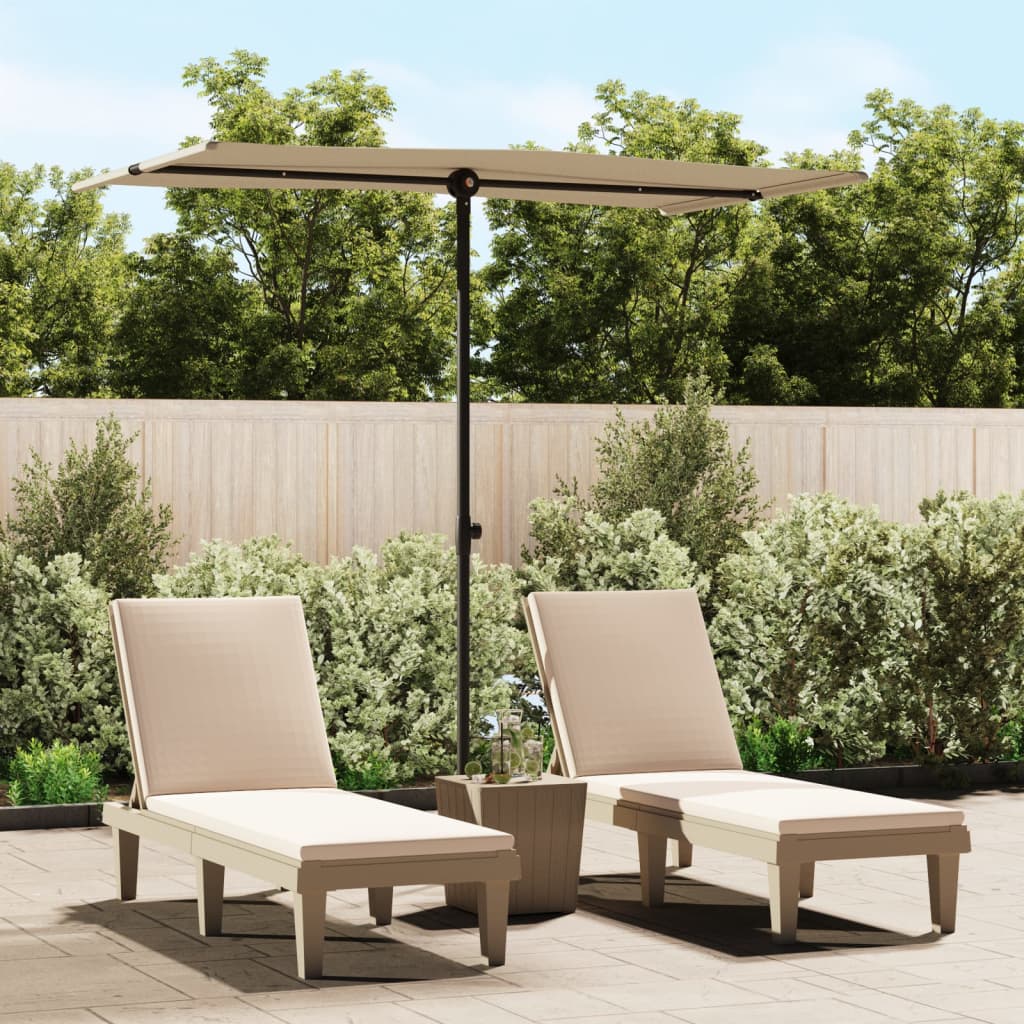 Vidaxl -parasol med aluminiumstang 180x110 cm taupe