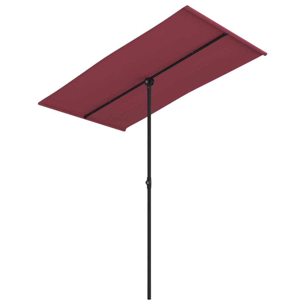 Vidaxl Parasol avec poteau en aluminium 180x110 cm rouge bordeaux