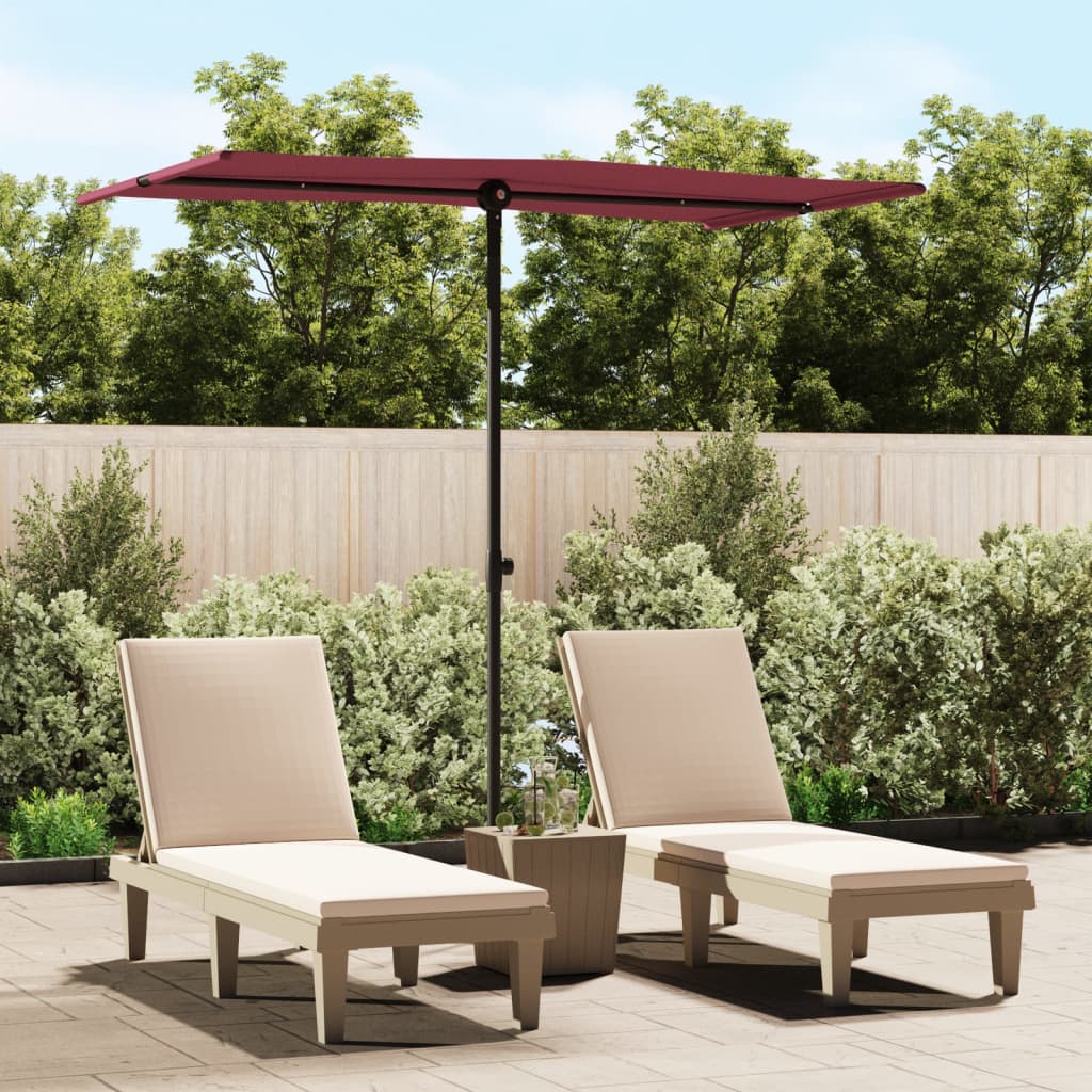 Vidaxl Parasol z aluminijastim drogom 180x110 cm Burgund Red