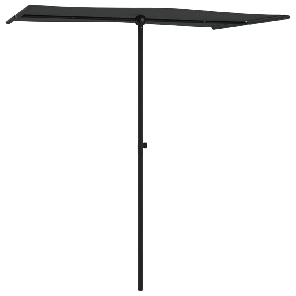 Vidaxl Parasol with aluminum pole 180x110 cm black