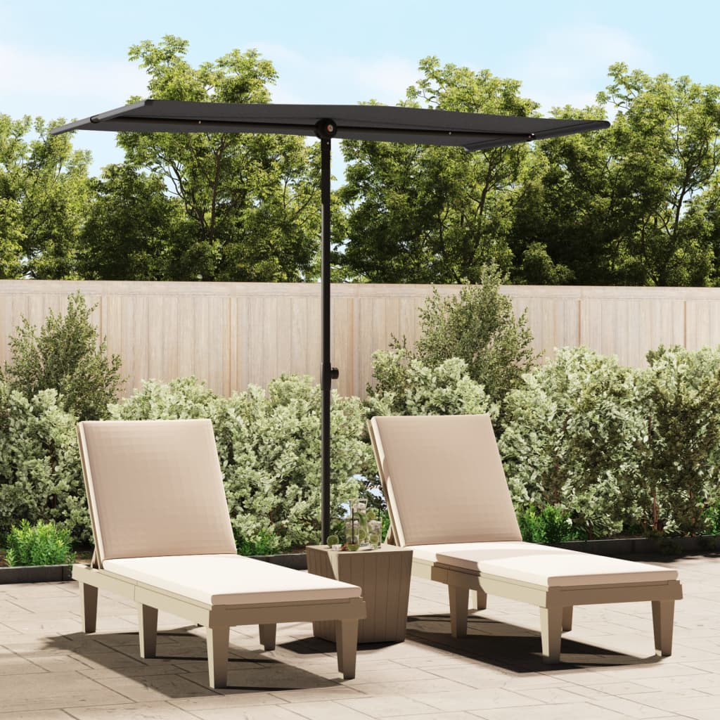 Vidaxl Parasol with aluminum pole 180x110 cm black