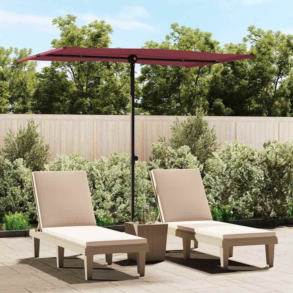 Vidaxl Parasol con polo in alluminio 2x1,5 m bordeaux rosso