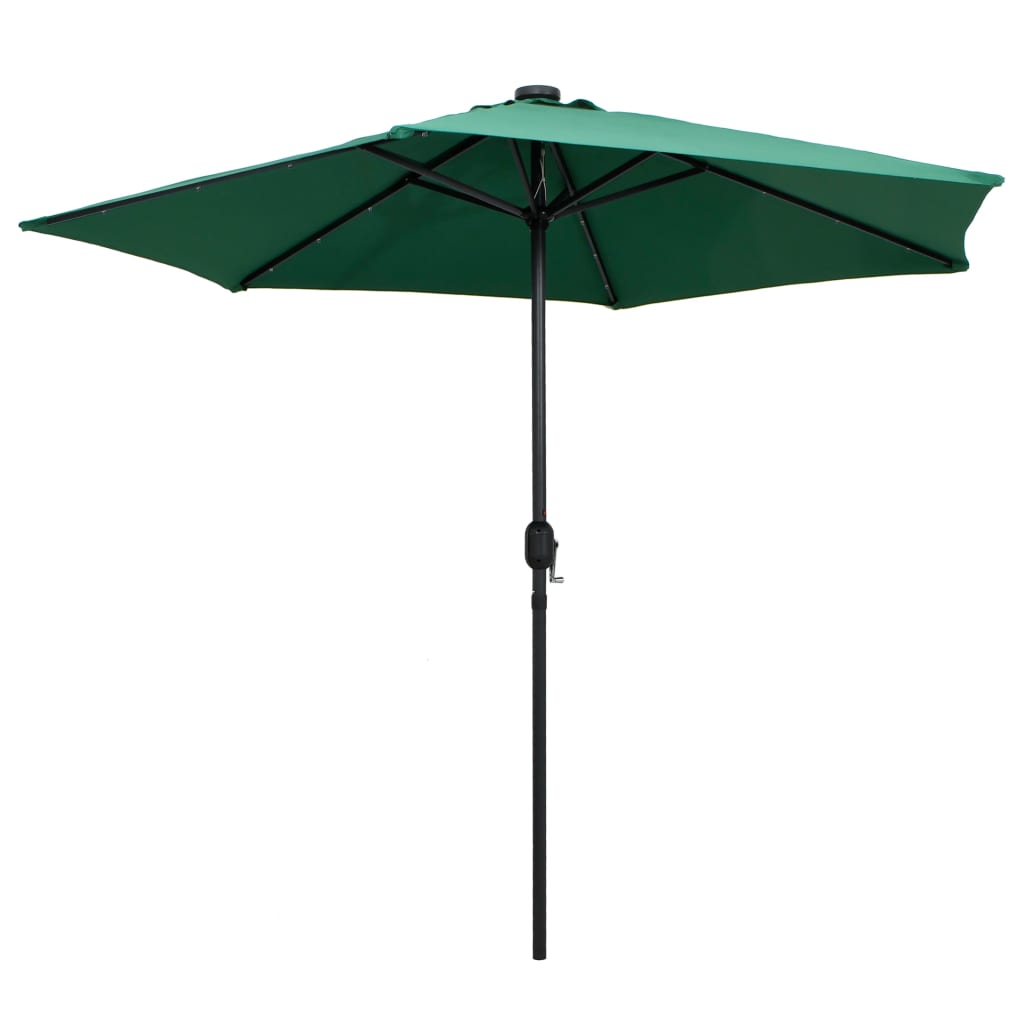 Vidaxl -Parasol mit LED -Beleuchtung und Aluminiumpol 270 cm Grün