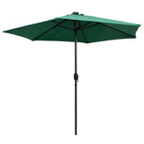 Parasol Vidaxl con iluminación LED y poste de aluminio de 270 cm verde