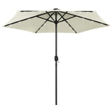 Vidaxl Parasol mit LED -Beleuchtung und Aluminiumpol 270 cm Sandy White