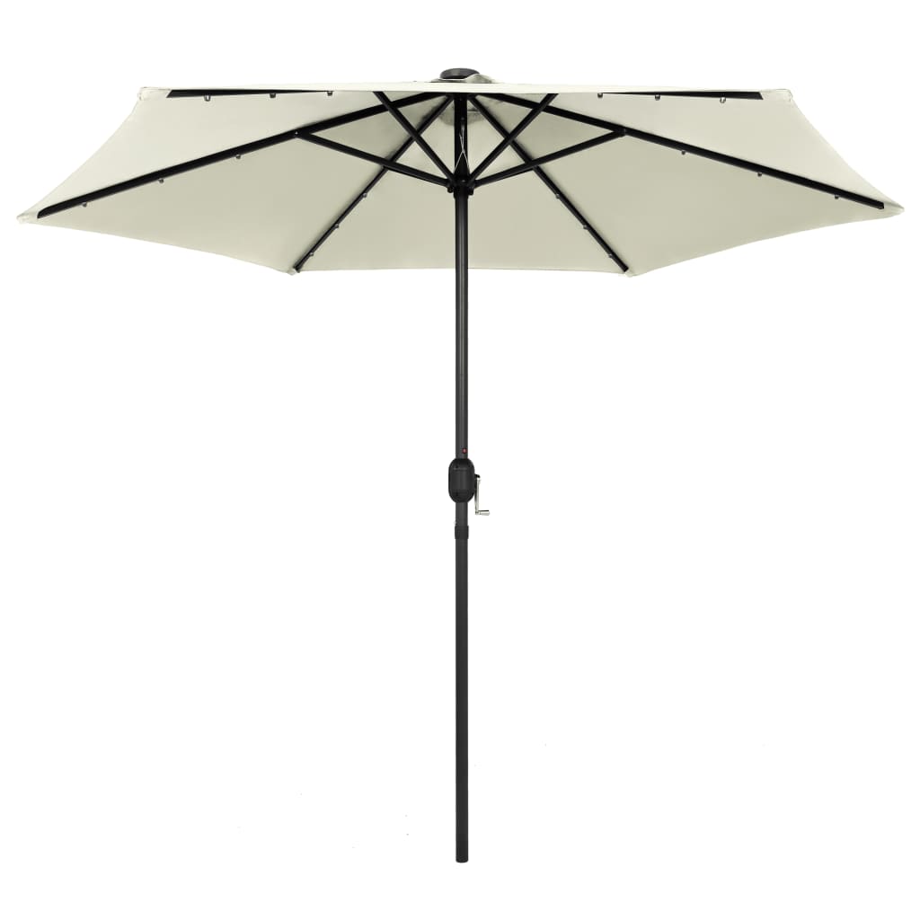 Bidaxl -parasol med LED -belysning och aluminiumstång 270 cm Sandy White