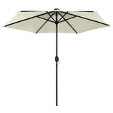 Bidaxl -parasol med LED -belysning och aluminiumstång 270 cm Sandy White