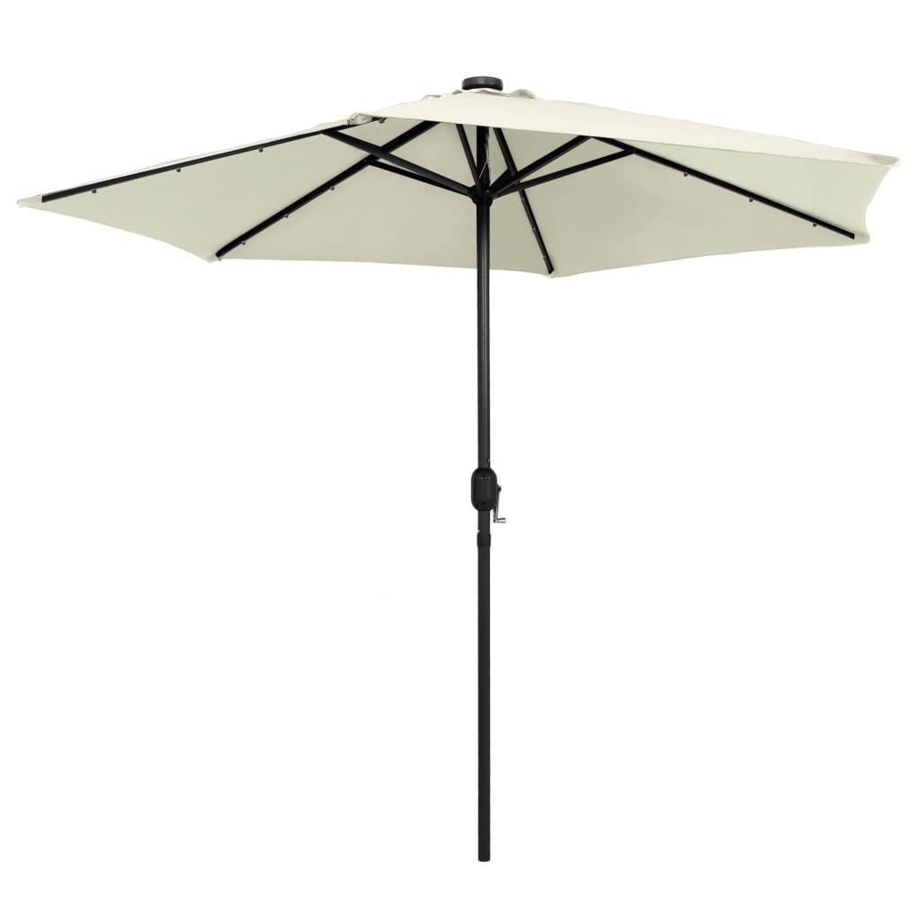 Bidaxl -parasol med LED -belysning och aluminiumstång 270 cm Sandy White