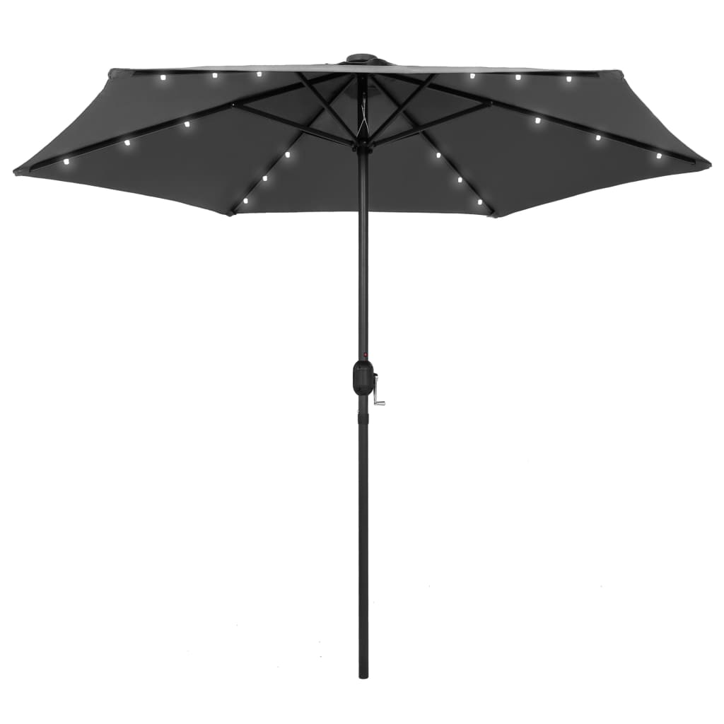 Parasol Vidaxl con iluminación LED y poste de aluminio de 270 cm de antracita