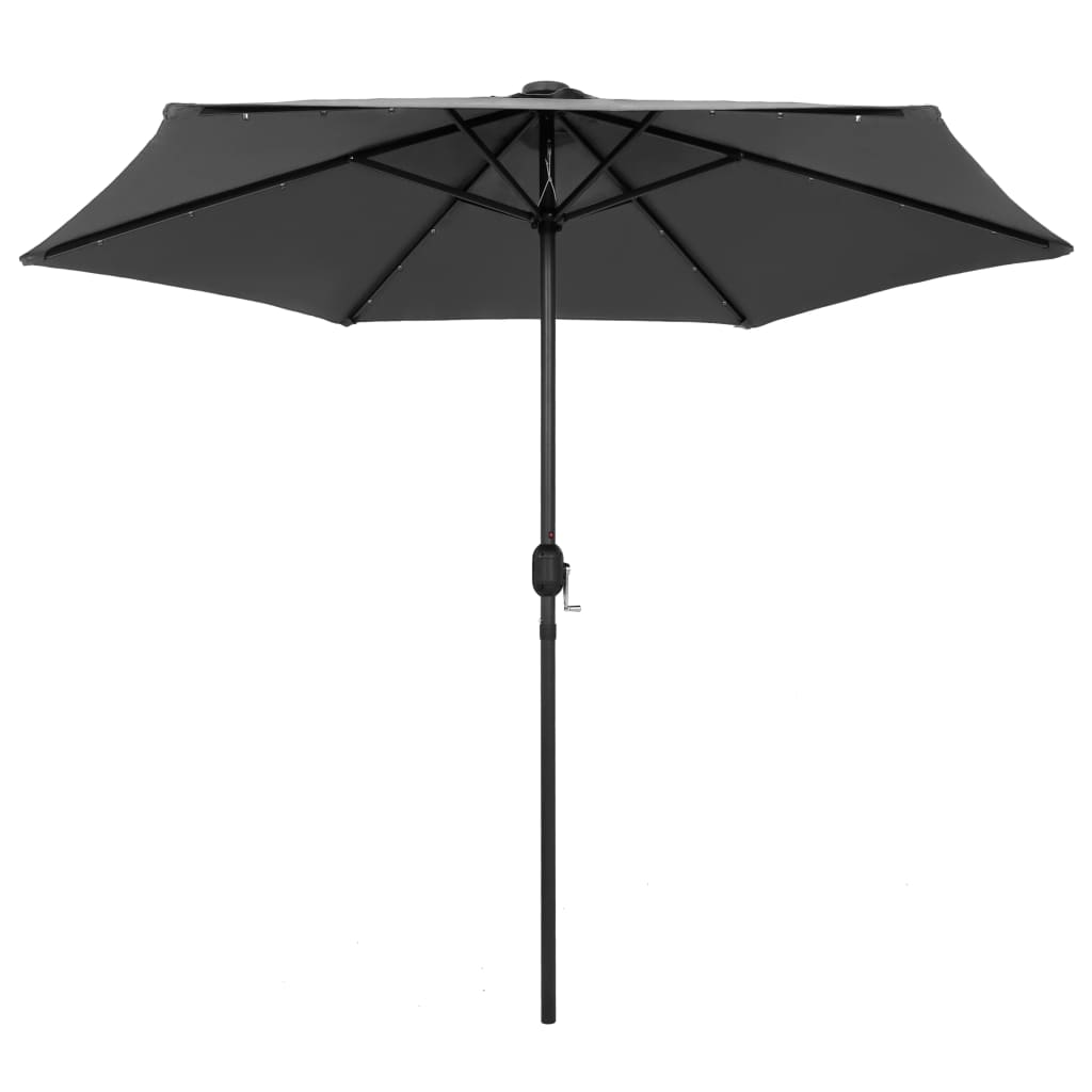 Vidaxl -Parasol mit LED -Beleuchtung und Aluminiumpol 270 cm Anthrazit