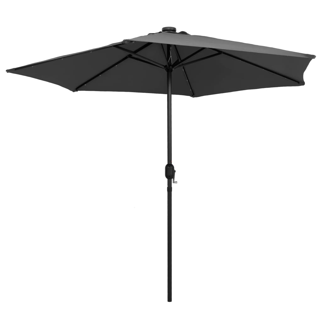 Vidaxl -parasol med LED -belysning och aluminiumstång 270 cm antracit