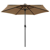 Parasol vidaxl avec éclairage LED et poteau en aluminium 270 cm taupe