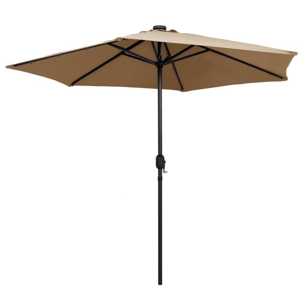 Vidaxl Parasol med LED -belysning och aluminiumstång 270 cm taupe